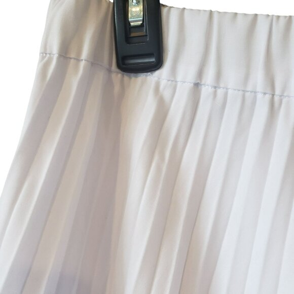 Boston Proper White Pleated Eyelet Hem Midi Skirt A Line Lace Trim Beachy Boho L - Picture 4 of 7